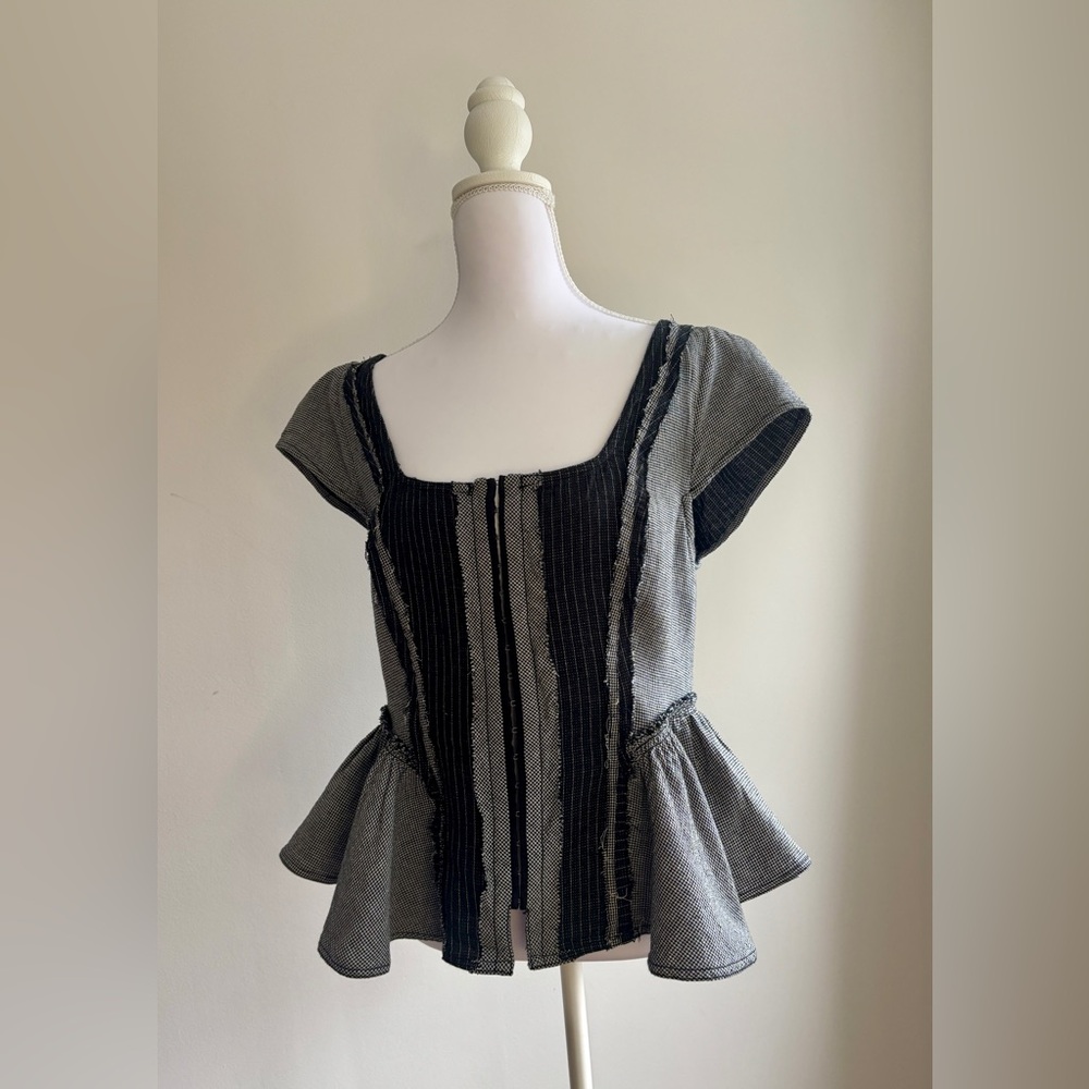 🖤 Free People We The Free Corset-Style Peplum Top – Size L - NWOT